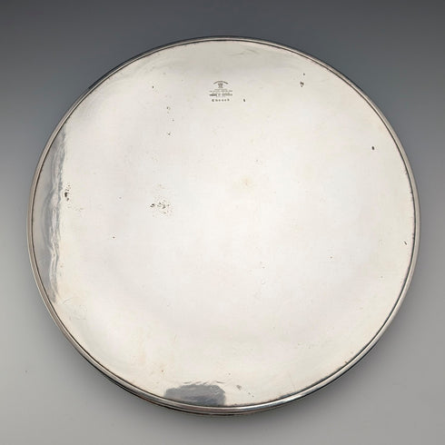 復古英國銀盤畫廊托盤,直徑 26 厘米,Viners