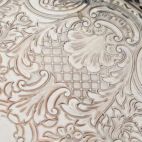 復古英國銀盤橢圓形畫廊托盤,寬 28 厘米,Barker Ellis