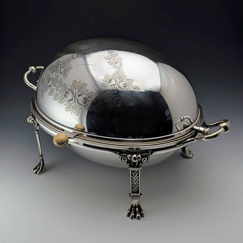 約 1900 年英國古董銀質早餐盤,無內盤,George Goodfellow