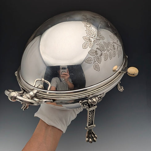 約 1900 年英國古董銀質早餐盤,無內盤,George Goodfellow