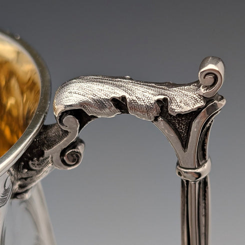 1854 年英國古董純銀花卉裝飾杯,163 克,約翰·埃文斯二世