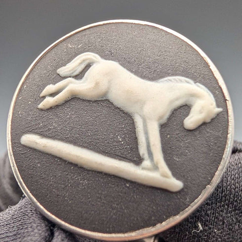 British Vintage Wedgwood Horse Relief Pure Silver Base Cufflinks