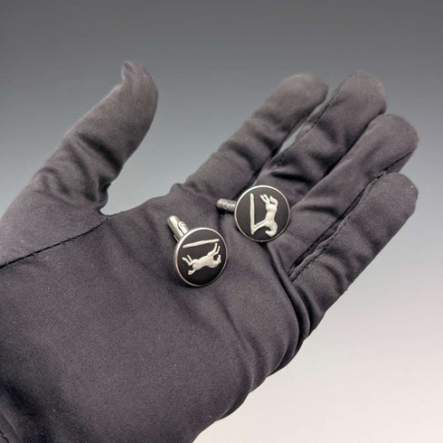 British Vintage Wedgwood Horse Relief Pure Silver Base Cufflinks