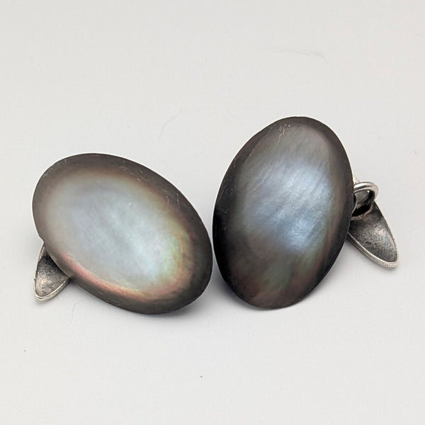Vintage Mother of Pearl/White Mother of Pearl Sterling Silver Cufflinks