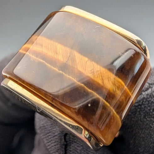 ヴィンテージ タイガーアイ/虎目石 ゴールドプレート カフリンクス カフスボタン