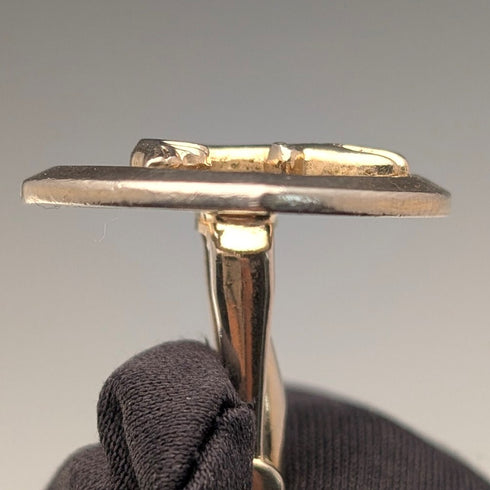 ヴィンテージ 魚彫刻 ゴールドプレート製 カフリンクス カフスボタン