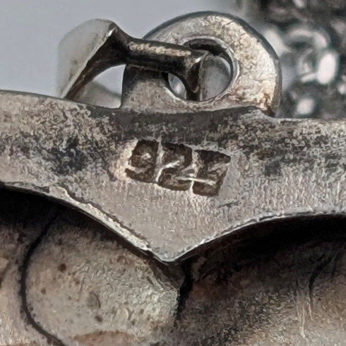 復古純銀心型小盒吊墜,搭配純銀項鍊,總重 7.3 克