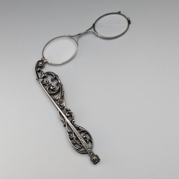 古董美國純銀鏤空設計便攜式折疊眼鏡 Ronietto