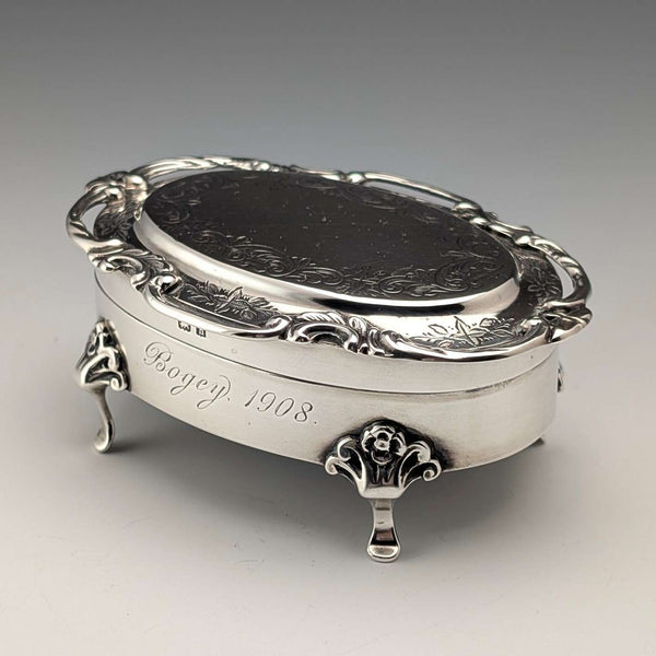 1907年 英国アンティーク 純銀製 ジュエリーボックス 88g Henry Matthews