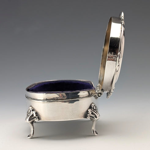 1907 British antique sterling silver jewelry box, 88g, Henry Matthews
