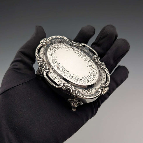 1907年 英国アンティーク 純銀製 ジュエリーボックス 88g Henry Matthews