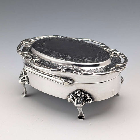 1907年 英国アンティーク 純銀製 ジュエリーボックス 88g Henry Matthews