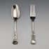 1849 British antique sterling silver christening cutlery pair, 128g total, case included, Samuel Hayne & Dudley Caterer