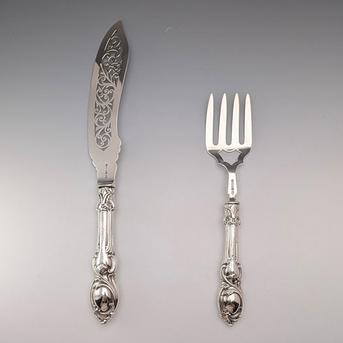 Circa 1852 British antique sterling silver fish server pair, total weight 262g, John Gilbert
