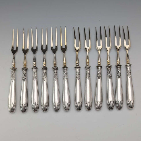 德國古董 800 銀柄甜點餐具 12 對(盒裝)