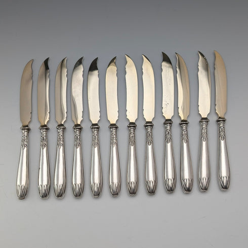 ドイツアンティーク 800シルバーハンドル デザートカトラリー12ペア ボックス入