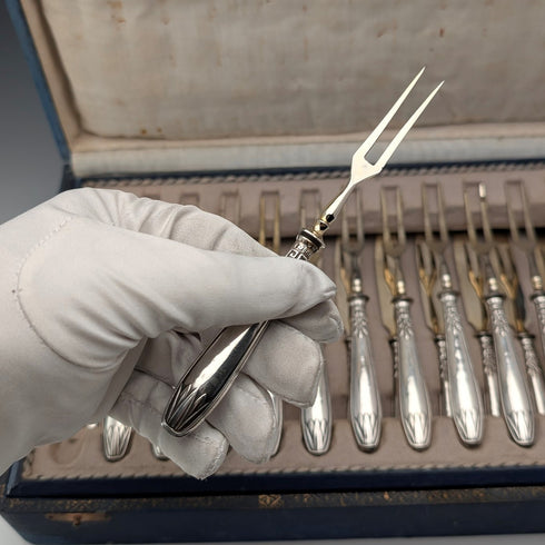 ドイツアンティーク 800シルバーハンドル デザートカトラリー12ペア ボックス入