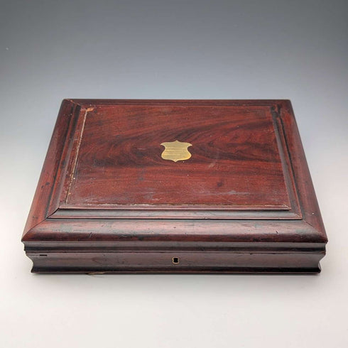 1870 年英國古董白色珍珠母貝手柄甜點餐具,6 對,木盒