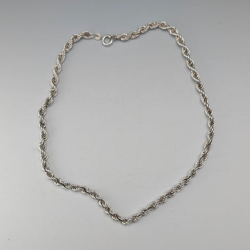 英国ヴィンテージ 純銀製 ツイストチェーン ネックレス40cm 12.5g EJLd