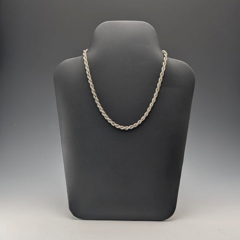 英国ヴィンテージ 純銀製 ツイストチェーン ネックレス40cm 12.5g EJLd