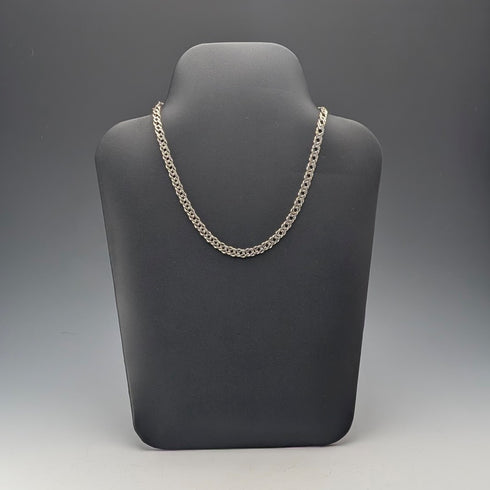 英国ヴィンテージ 純銀製 ダブルキヘイチェーン ネックレス41cm 17.4g AGP