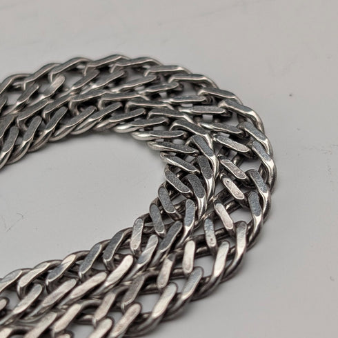 英国ヴィンテージ 純銀製 ダブルキヘイチェーン ネックレス41cm 17.4g AGP