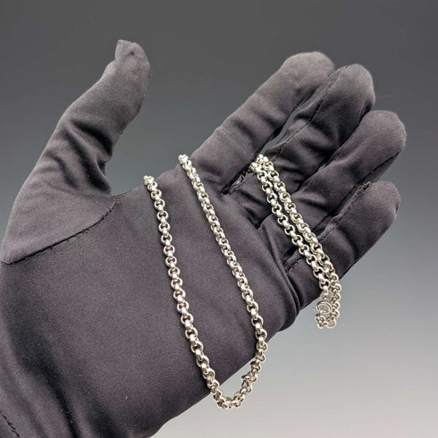 British vintage sterling silver azuki chain necklace 56cm 28.2g CC