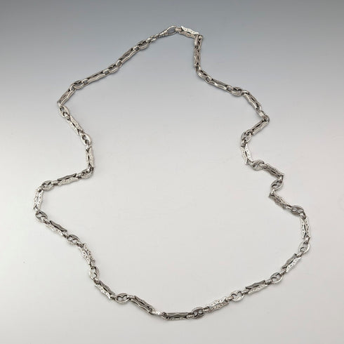 米国ヴィンテージ 純銀製 マルチファンシーリンクチェーン ネックレス92cm 80g