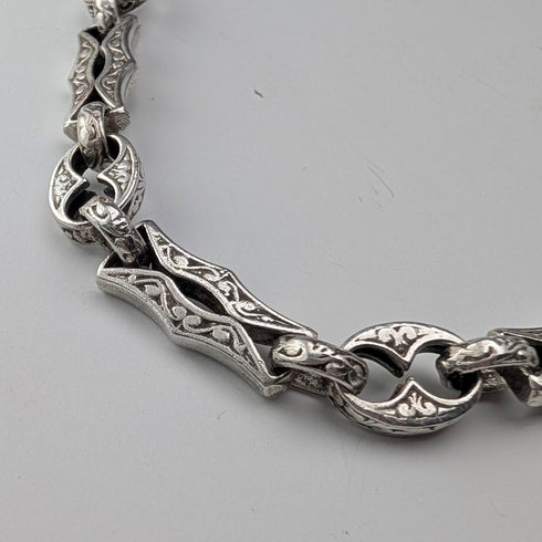 米国ヴィンテージ 純銀製 マルチファンシーリンクチェーン ネックレス92cm 80g