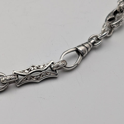 米国ヴィンテージ 純銀製 マルチファンシーリンクチェーン ネックレス92cm 80g