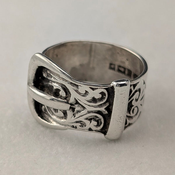 1971 British vintage Victorian design sterling silver ring (size 9)