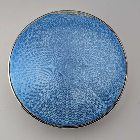 1926年 英国アンティーク ブルーギロシェエナメル 純銀製ジュエリーボックス 120g