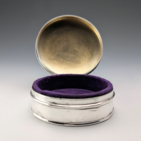 1926 英國古董藍扭索紋琺瑯純銀飾盒 120 克