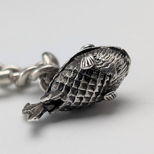 約 1900 年英國古董純銀阿爾伯特鏈 53 克魚形吊飾