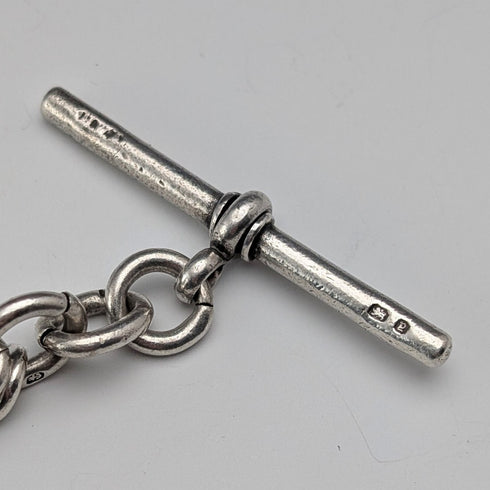 約 1900 年英國古董純銀阿爾伯特鏈 53 克魚形吊飾