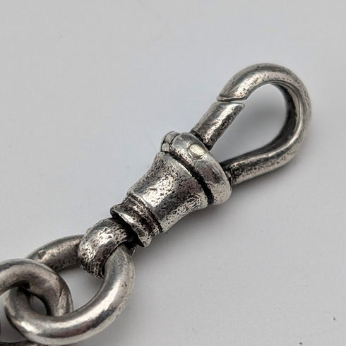 約 1900 年英國古董純銀阿爾伯特鏈 53 克魚形吊飾