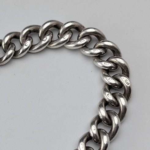 約 1900 年英國古董純銀阿爾伯特鏈 53 克魚形吊飾