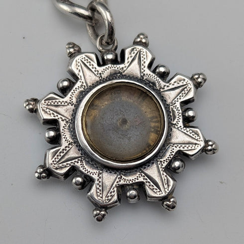 1893 年英國古董純銀阿爾伯特鏈 42 克純銀底座指南針錶鍊