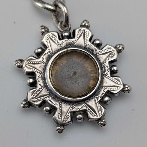 1893 British antique sterling silver Albert chain 42g sterling silver base compass fob