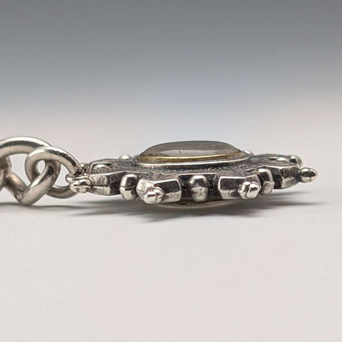 1893 British antique sterling silver Albert chain 42g sterling silver base compass fob