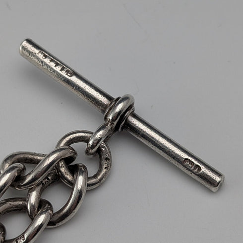 1893 年英國古董純銀阿爾伯特鏈 42 克純銀底座指南針錶鍊