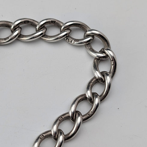 1893 年英國古董純銀阿爾伯特鏈 42 克純銀底座指南針錶鍊