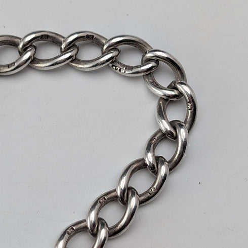 1893 British antique sterling silver Albert chain 42g sterling silver base compass fob