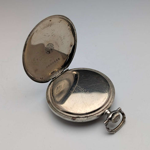 約 1930 年復古歐米茄懷錶裝飾藝術風格合金開放式錶盤運作良好
