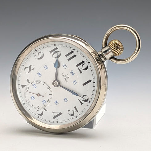 1920年頃 アンティーク オメガ 懐中時計 直径53mm 鉄道時計 合金ケース 動作良好