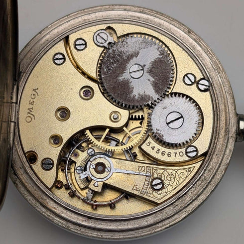 1920年頃 アンティーク オメガ 懐中時計 直径53mm 鉄道時計 合金ケース 動作良好