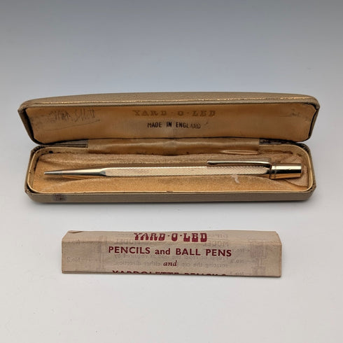 British Vintage Yard O Red Rolled Gold Hexagon Propelled Pencil in Case