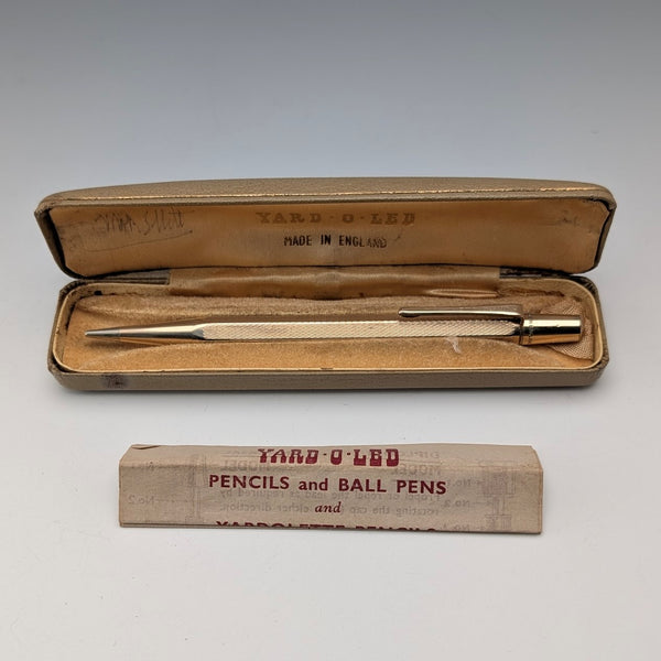 British Vintage Yard O Red Rolled Gold Hexagon Propelled Pencil in Case