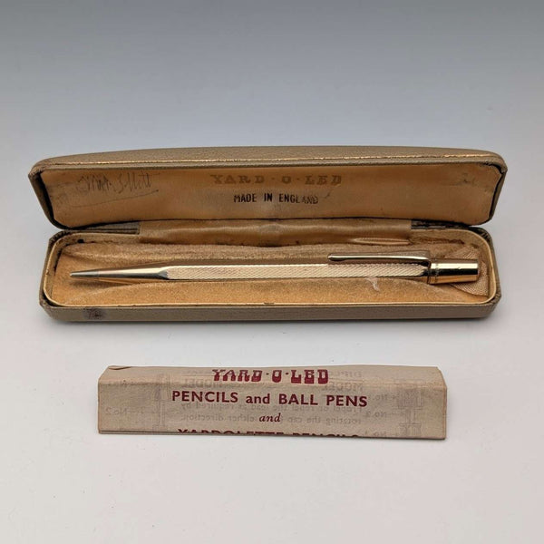 British Vintage Yard O Red Rolled Gold Hexagon Propelled Pencil in Case