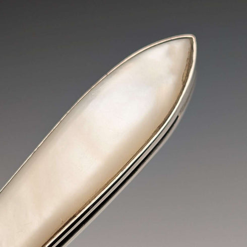 1913 British antique white mother-of-pearl handle, pure silver blade penknife by Thomas Marples